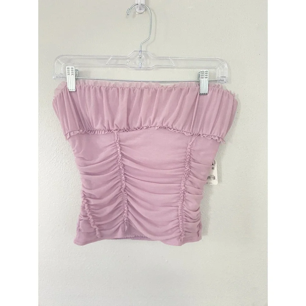 Free People NWT Ruched Tube Top Lilac Purple Women's Sz XS